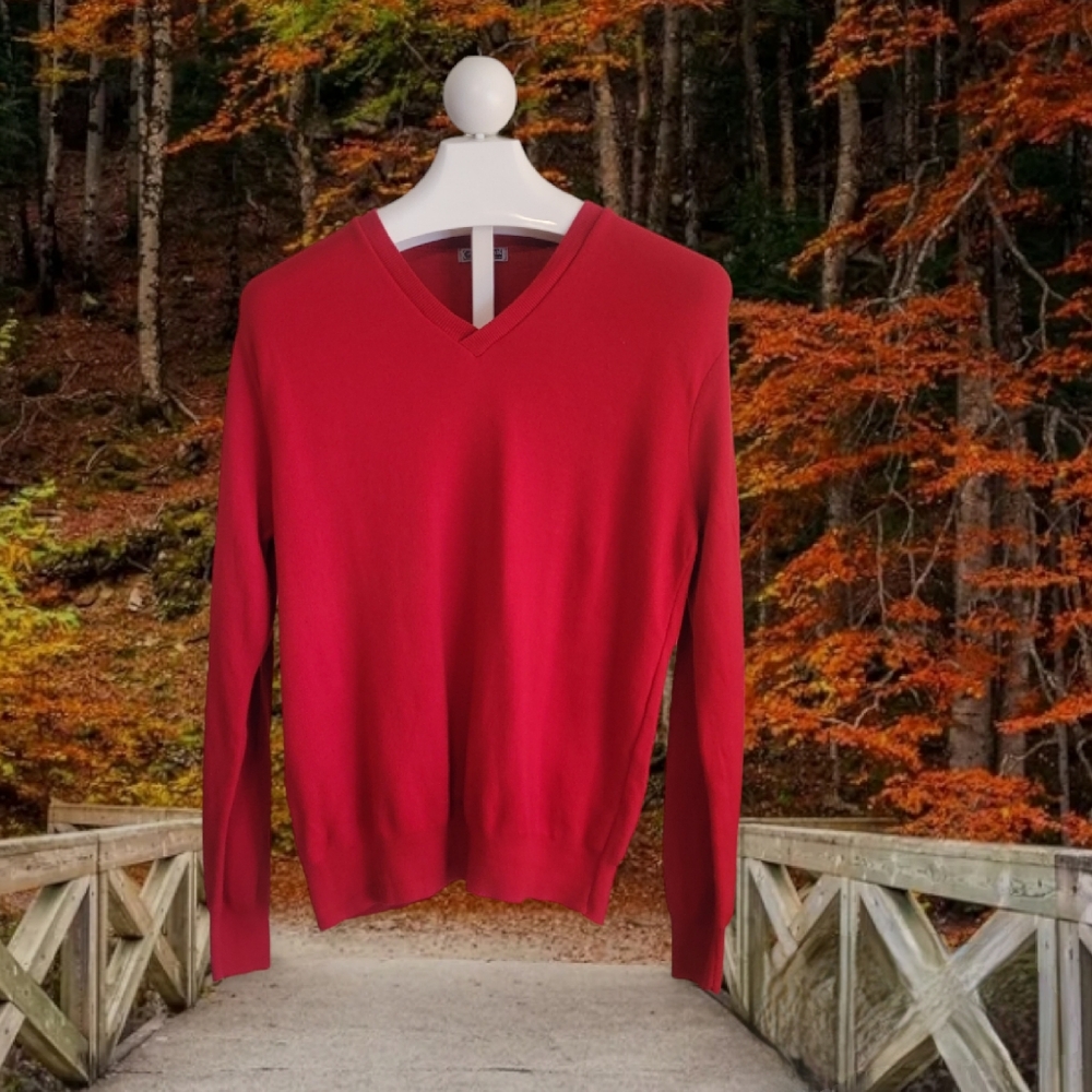 90s Cranberry Red Cotton Sweater